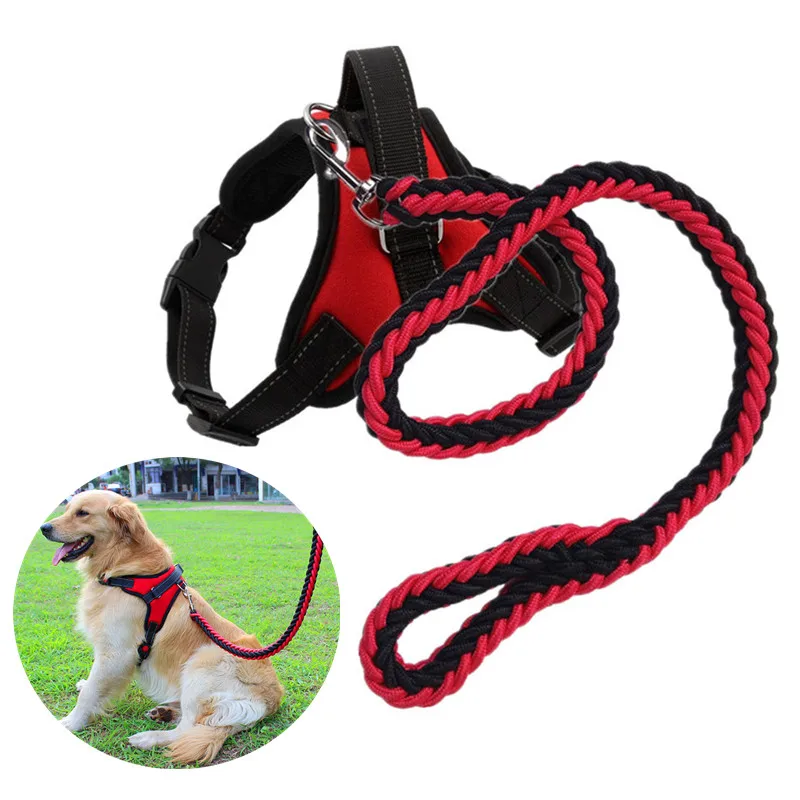 Strong Pet Dog Collar Harness Leash Set Adjustable Chest Strap Harness