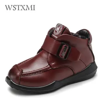 

Autumn Winter Boys Shoes Kids Boots for Fashion Ankle Boots Genuine Leather Boots Warm Plush Children Boots Non-slip Rubber Sole