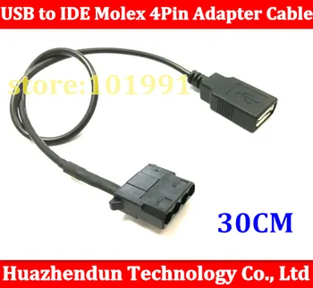 

50pcs USB female to IDE Molex 4Pin Adapter Cable for Chassis Cooling Fan, Change 12V to 5V 30CM Free shipping