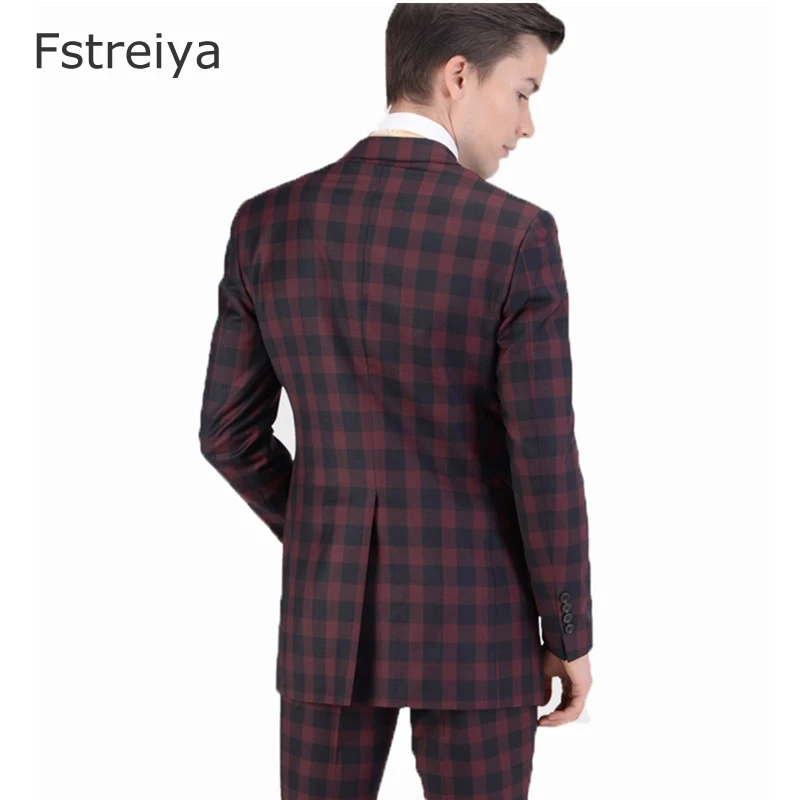 Custom made 150's Wool men suit  with pants high quality customes windowpane check Suit for wedding clothing mens tailored suit