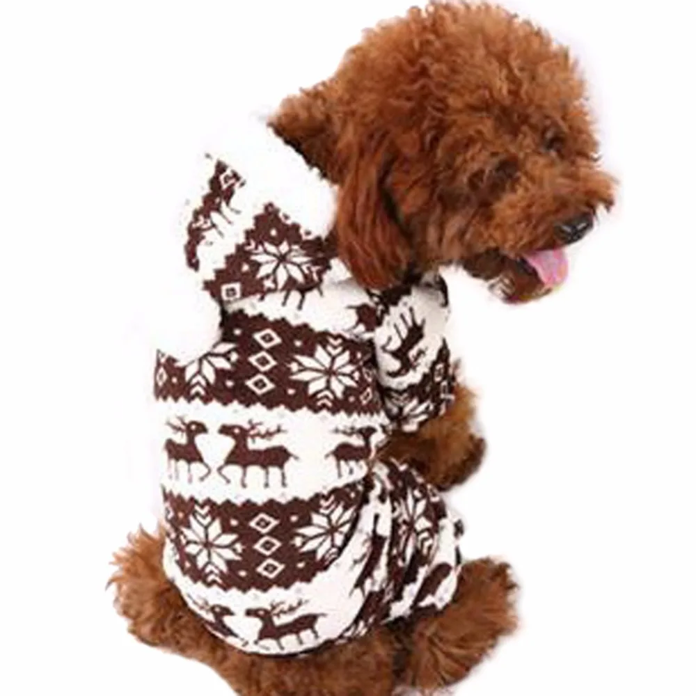 

Cute Soft Warm Pet Doggie Puppy Snow Clothes Snowflake Deer Hoodie Jumpsuit