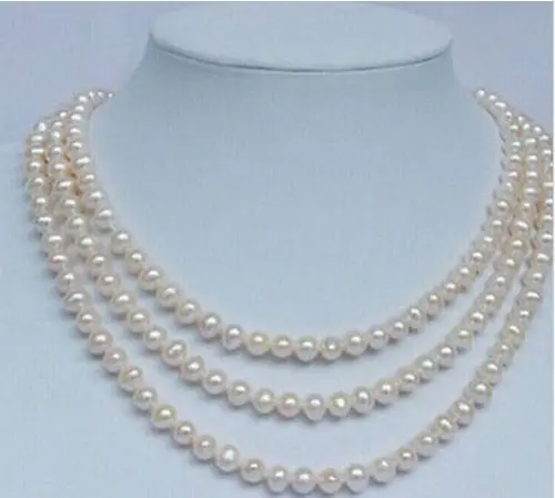

Hot selling free shipping*******charming 3row 8-9mm south sea round white pearl necklace 18"19"20