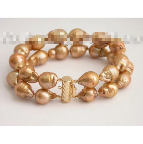 

Free shipping >>>>>>2row baroque champagne reborn keshi pearl bracelet