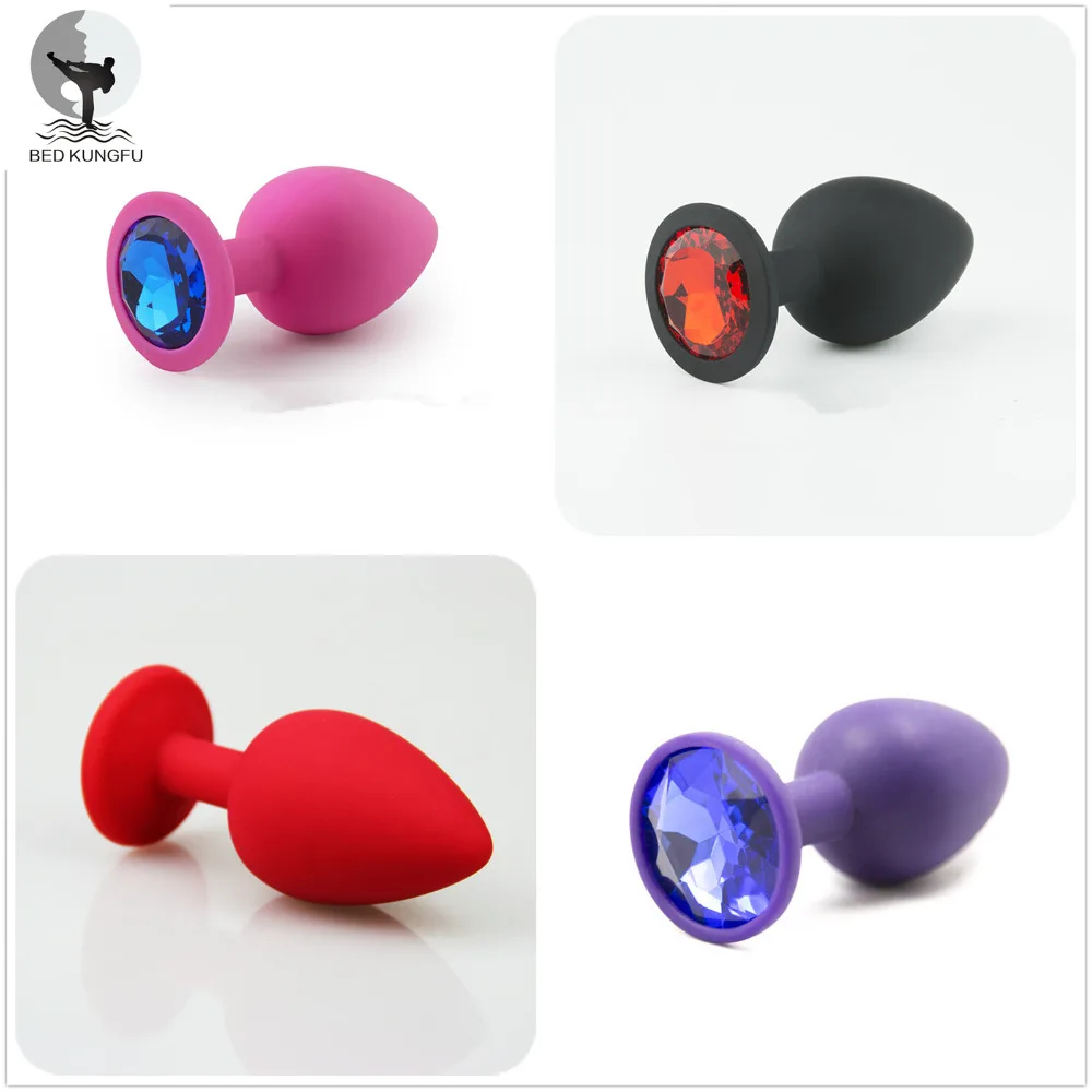 BED KUNGFU Silicone Anal Plug Red Pink Purple Black Anus font b Toys b font S