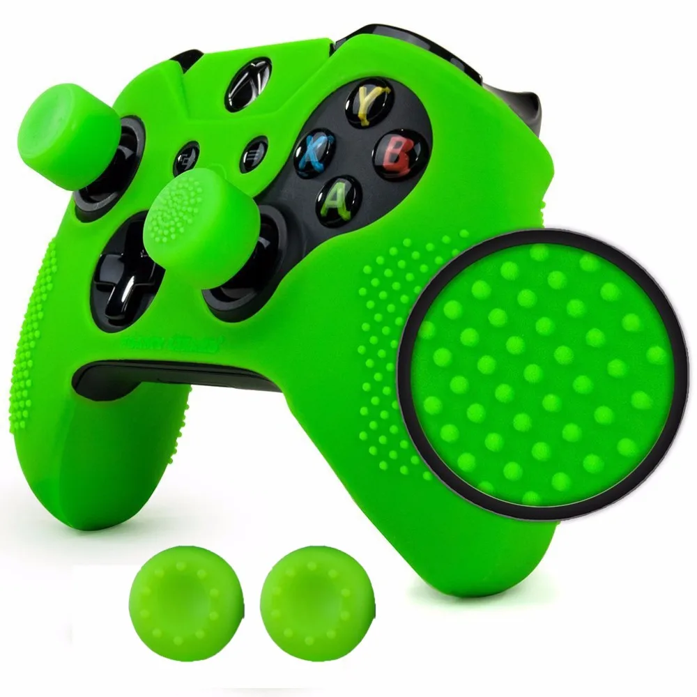 

Non-slip STUDDED Thicker Ultra Soft Protective Silicone Case Skin Cover +2pcs Thumbstick Caps for Xbox One Elite Controller
