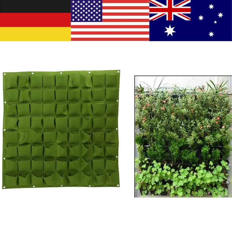 

72 Pockets Hanging Garden Planting Bag Wall Vertical Greening Outdoor Plant