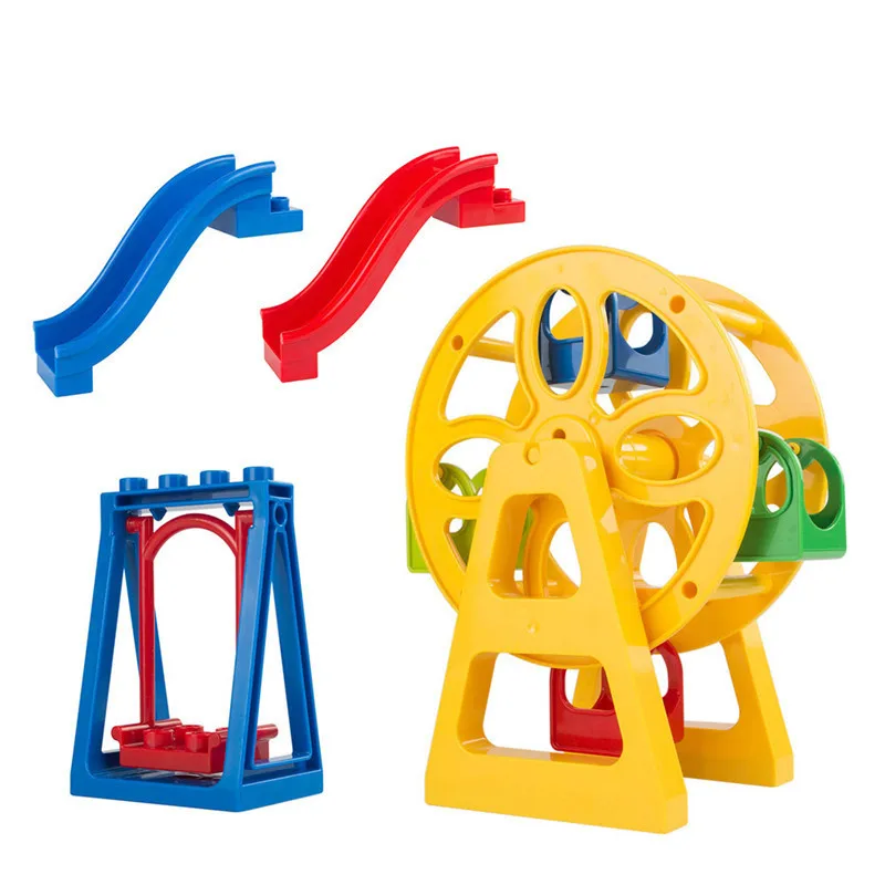 

Large Particle Building Blocks Fun Happiness Ferris Wheel Windmill Amusement Park Play House Kids Toys Compatible With Duploed