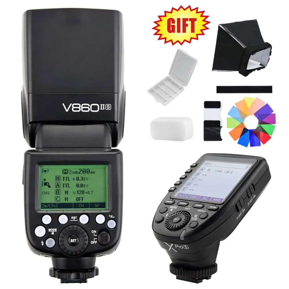 

Godox Ving V860II V860II-S TTL 2.4G Li-ion Battery Flash Speedlite + XPro-S Flash Trigger Transmitter for Sony