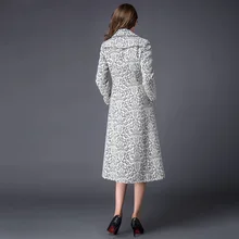 2017 Winter Long Woolen Jacket Coat Women’s Plus Size Gray Printing Slim Windbreaker Ladies Long Trench Coats