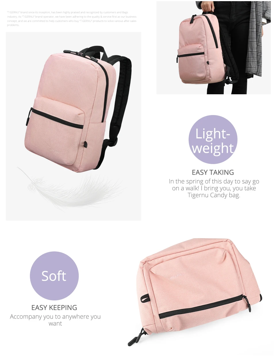 Chegada para Mulheres Bolsas de Luz Suave para as Meninas de Viagem Tigernu Nova Rosa Alta Qualidade Mochilas Escolares Bolsas Femininas Casuais Encantadoras 5 qualidade mochilas escolares sacos de luz suave