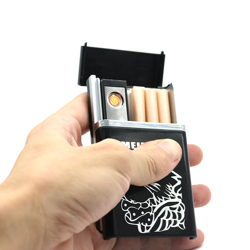 

Multifunctional Cigarette Case with usb Rechargeable Electronic Lighter Cigarette box