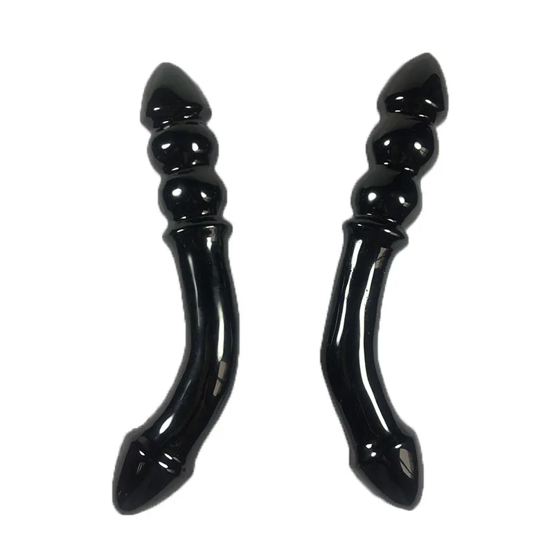 

MJP Polished Hand Carved Natural Black Obsidian Penis Curved Healing Crystal Yoni Massage Wand
