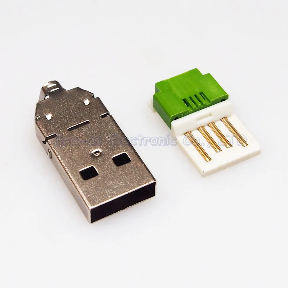 

10set 2 in 1 USB A Male Plug with metal housing shell 2.0 USB Connector Punctured Solderless press wire type
