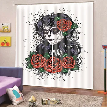 

3D Digital Print Girl Modern blackout curtains for living room bedroom window kitchen cloth drapes Blinds panel decor M21