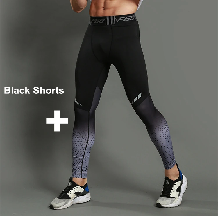 BARBOK комплект мужской одежды для бега спортивные Леггинсы шорты костюмы анти-пот нательная одежда для йоги Беговые Брюки спортивные колготки фитнес одежда - Цвет: PD12019B N201H