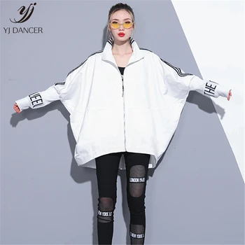 

Windbreaker Jacket Female 2019 Spring And Summer New Long Section White Strip Side Casual Loose Fashion Windbreaker Coat H00119