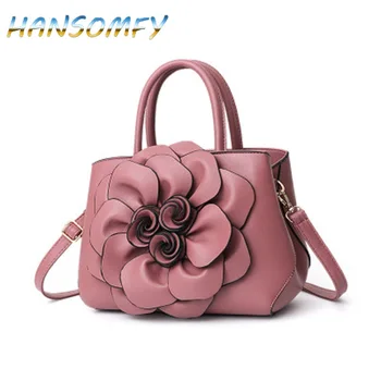 

Simple Fashion Women Handbags 2019 Leather Solid Flower Large Capacity Korean Ladies Shopping Travel Hand Bag women bag MX-94