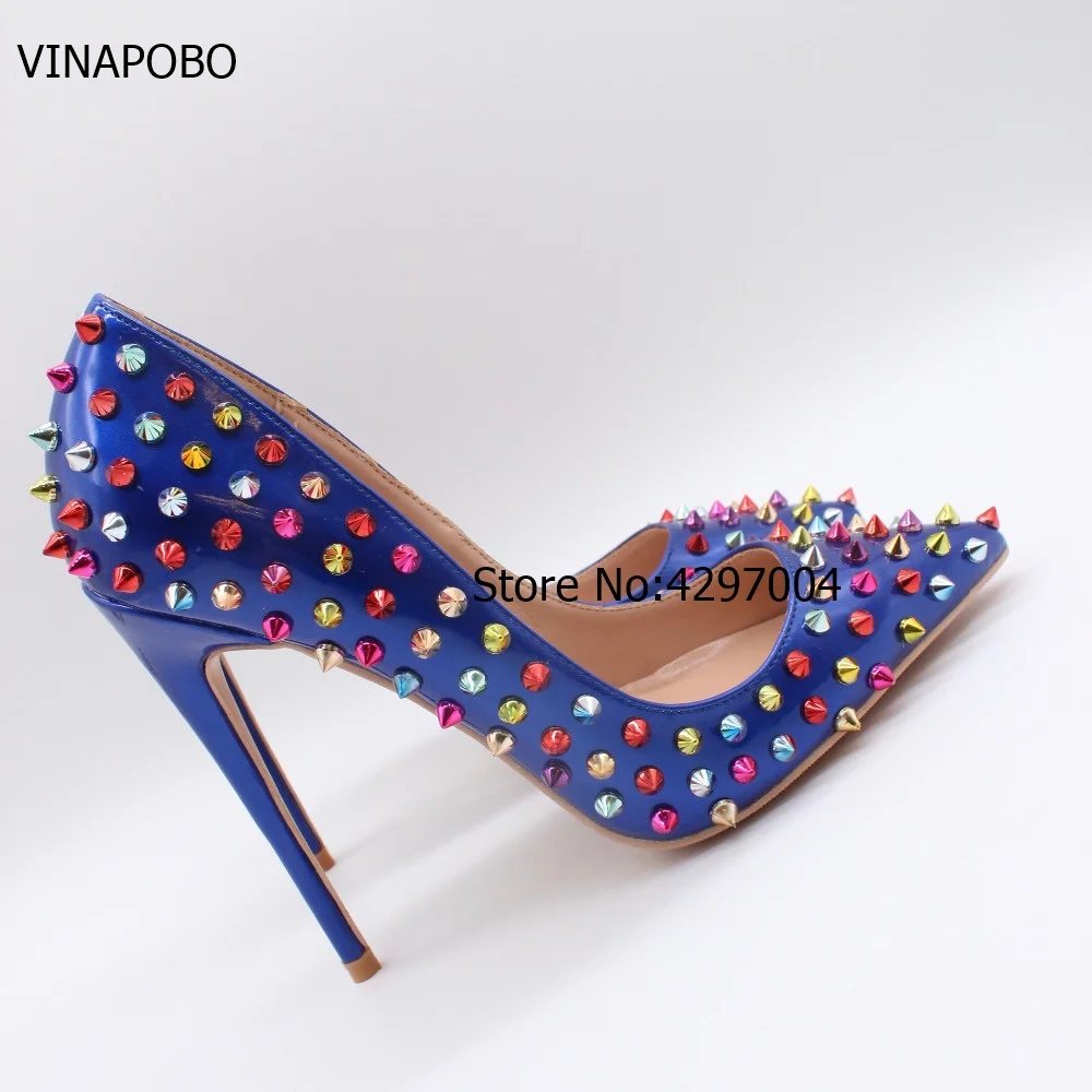 Free-shipping-fashion-women-pumps-Blue-multi-color-spikes-pointed-toe-high-heels-sandals-shoes-boots (2)