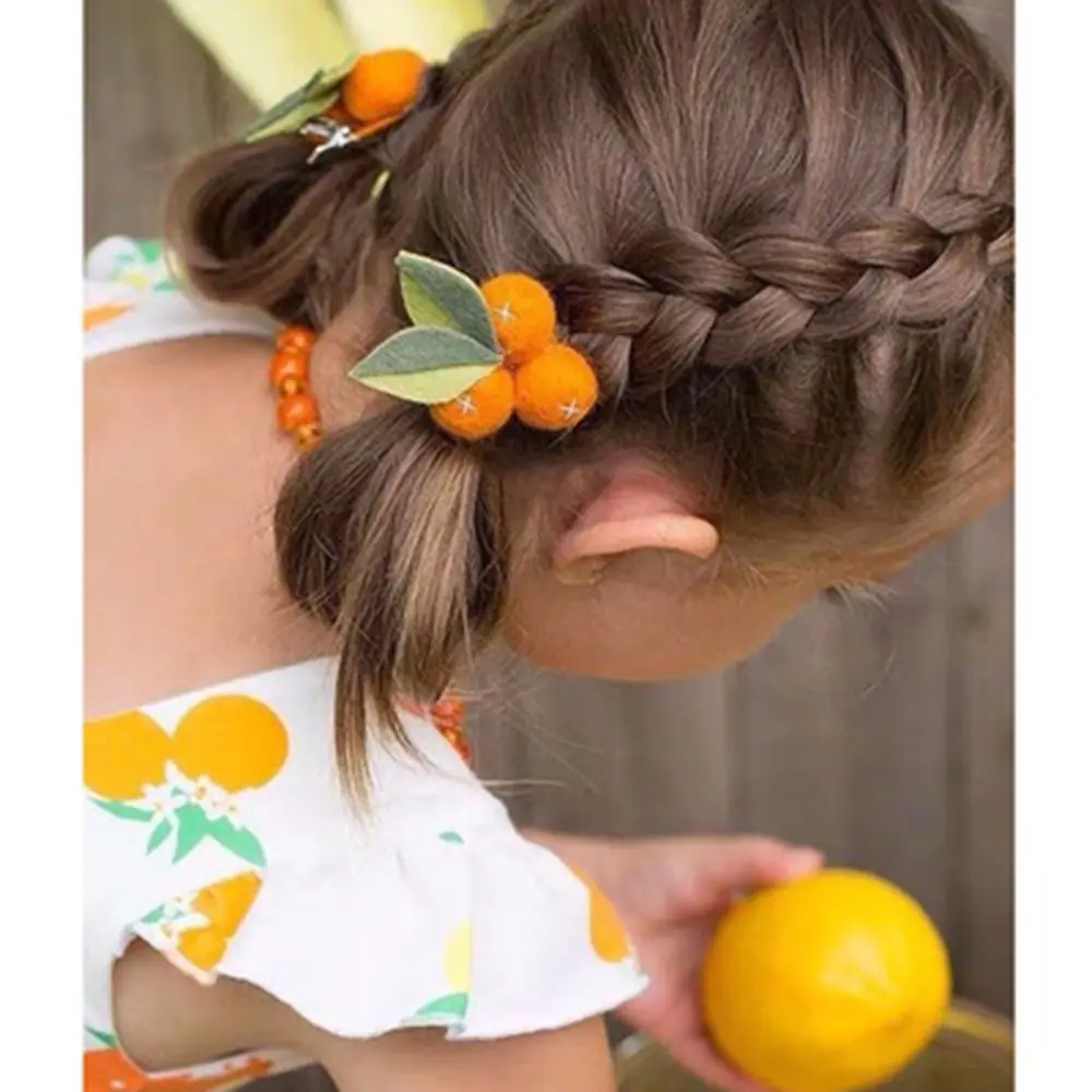 

Children's Headdress Spring New Ins Auspicious Small Orange Ball Wool Felt Hair Clip Girl Hair Clips Kids Barrettes Hairdress