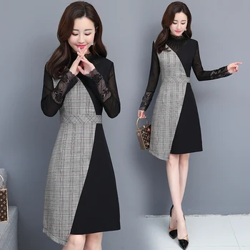

Large Size Stylish Stitching Midi Dress Vestidos Office Lady Dress For Women Vestido De Festa Fashion Dress Elegant Ukraine
