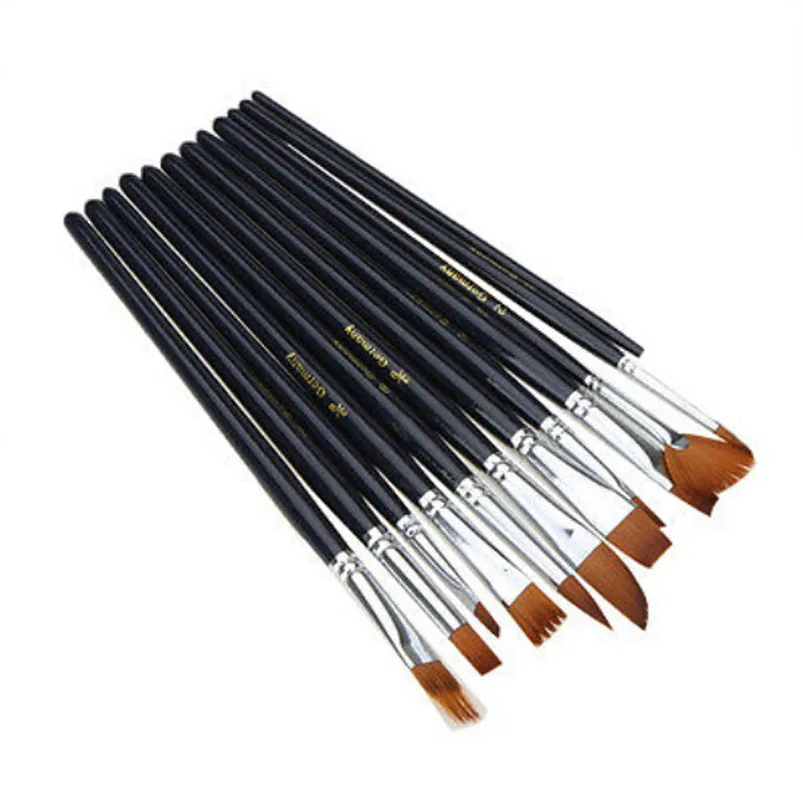 new 12pcs set artist paint brushes set acrylic oil water colour