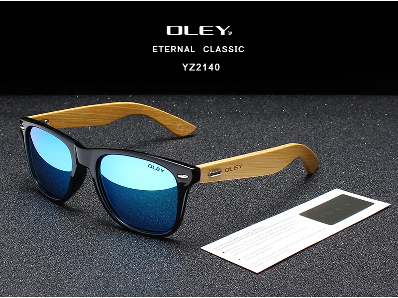 OLEY, брендовые, бамбуковые, поляризационные, солнцезащитные очки, мужские, классические, квадратные, модные, Ретро стиль, женские, солнцезащитные очки, настраиваемый логотип, YZ2140