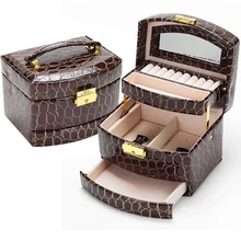 Nueva Moda de las mujeres de piel de Cocodrilo del sector Automático regalo cajas de exhibición de la joyería caja estuche organizador ataúd envío gratis