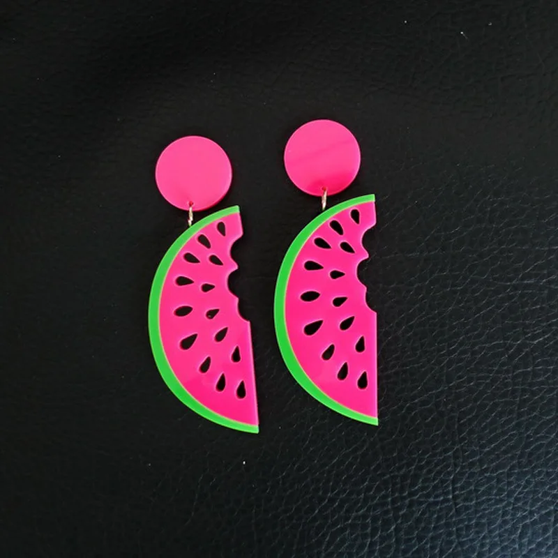 

Hot Red Acrylic watermelon Drop Earrings Fashion Hiphop Earrings For women Jewelry accessories Stage show DJ Nightclub E18129