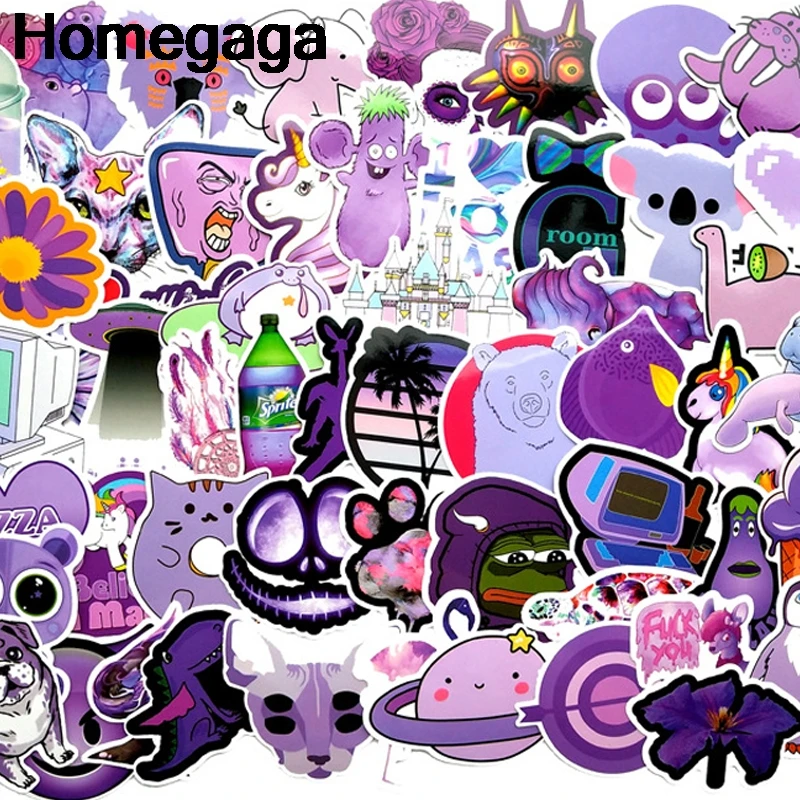 

Homegaga 60pcs Purple color vintage Pvc Sticker For scrapbooking car Luggage Skateboard Phone Laptop Wall Guitar Stickers D2181
