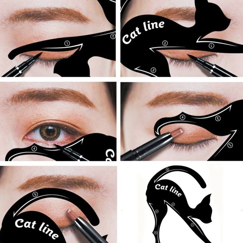 

2 Pairs Eyeliner Stencil Models Cat Eye Line Template Shaper Makeup Beauty Tools