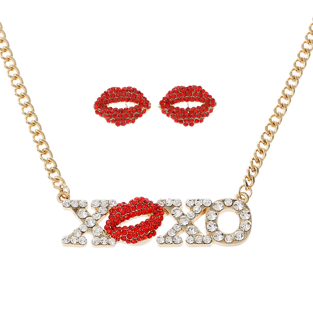 Buy New Fashion Necklace Earring sets Lip XOXO Pendants Jewelry Neck Choker