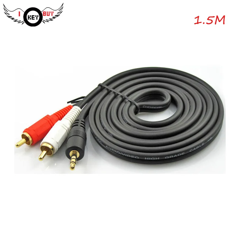 

I Key Buy One Divides Into Two Audio Cable 3.5mm Double Lotus Speaker Line TV Mobile Phone Amplifier Computer Kit Copper Black
