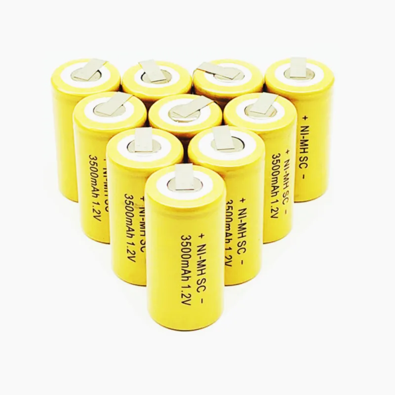 

10/12/15/22PCS Ni-MH SC 1.2V Rechargeable battery 3500mah SC Sub C Ni-MH cell with welding tabs for electric drill screwdriver