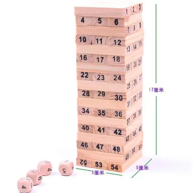 54PCS/ Set Wooden Column Building Blocks Game Children Education Toy Number DIY Bricks Toys Juguete Baby Wood Blocks Toy Gift baby-building-blocks-wooden