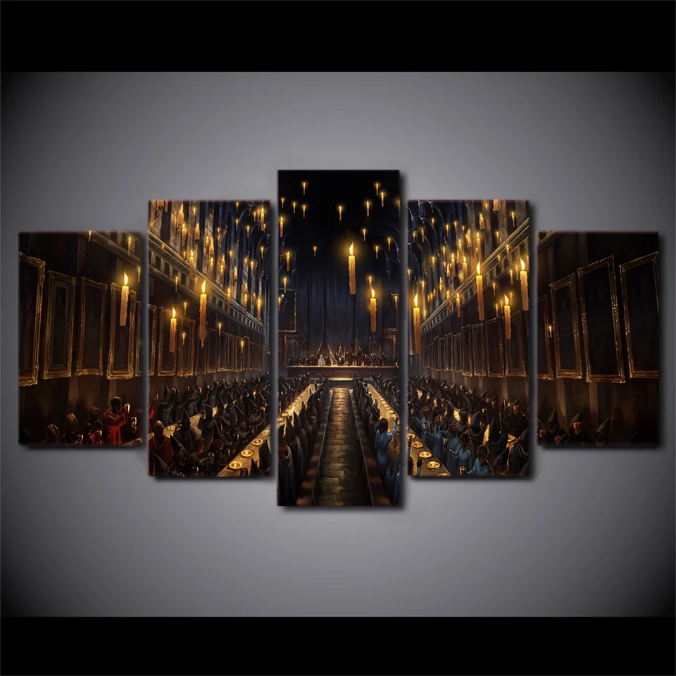 

Unframed 5 pcs HD printed canvas art Harry Potter Gross Cathedral paintings for living room wall posters Free Shipping