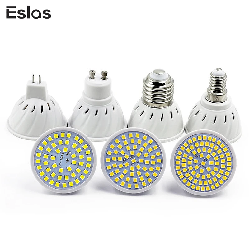 Eslas светодиодная лампа прожектор E27 E14 GU10 MR16 Светодиодная 110 V 220 48 60 80 светодиодов