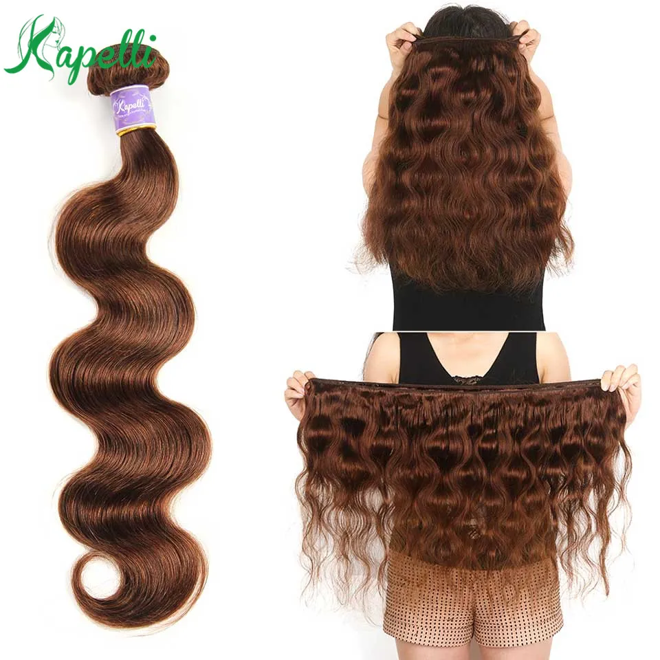 Волнистые волосы, для придания объема пучки бразильских локонов пучки волос плетение 100% человеческие волосы пучки коричневый #4 Волосы remy