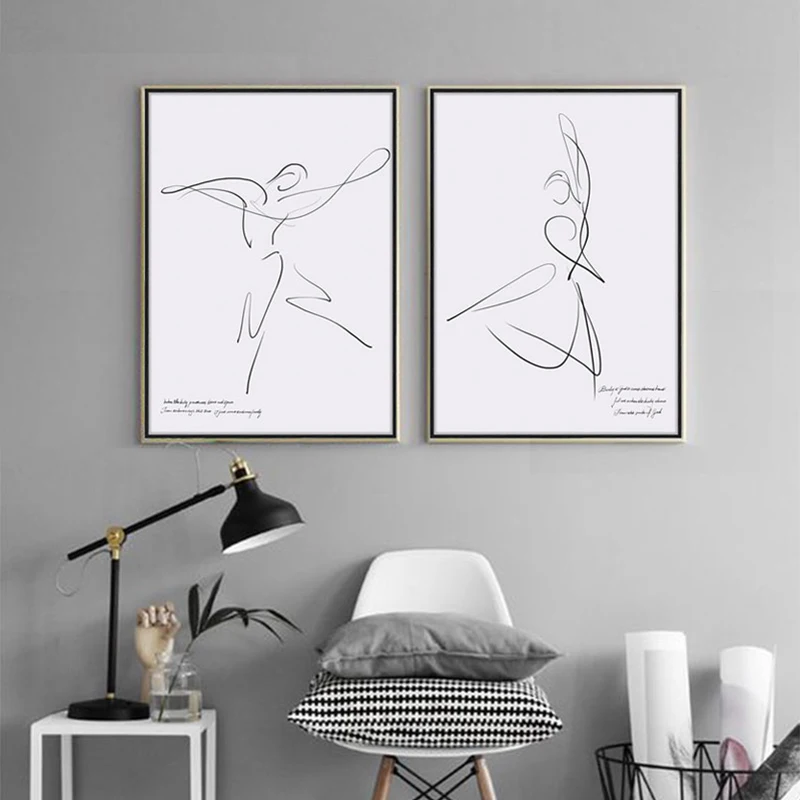 

Dancing Painting Modern Minimalistic Line Art Nordic Poster Printing Minimalism Home Decor 5 piece canvas art for living room