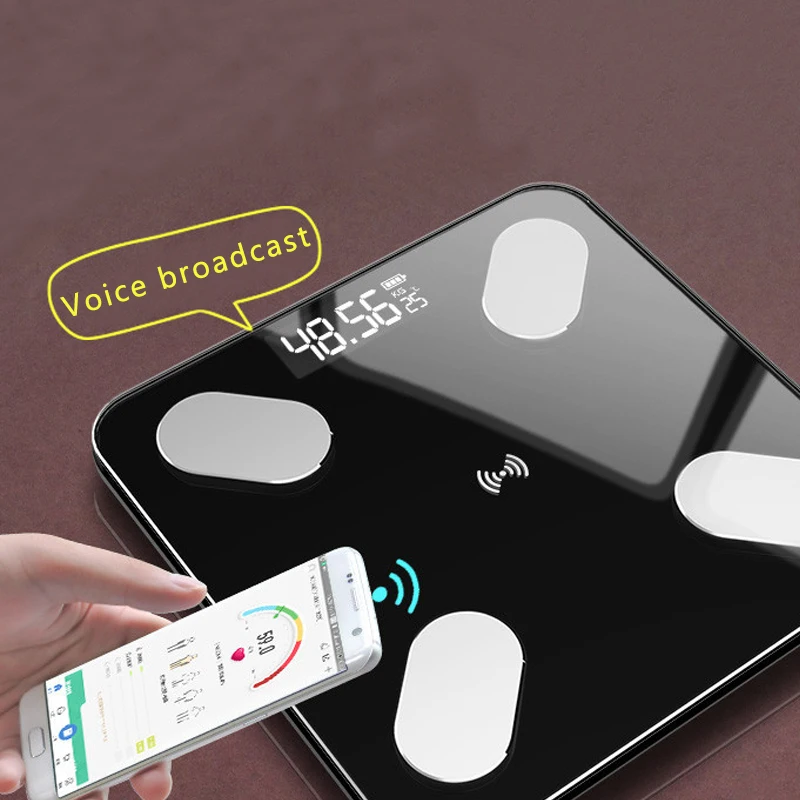 

2*AAA Bluetooth APP Body Fat Balance Scale Intelligent Electronic LED Digital Weight Bathroom Scales Balance for Android IOS