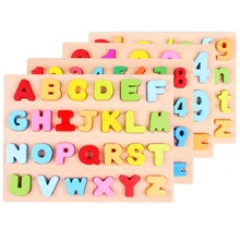 Деревянный, Детский обучающий Цифровой алфавит развивающие игрушки, мозаика для детей раннего обучения 3D Деревянный пазл ранний развивающие игрушки