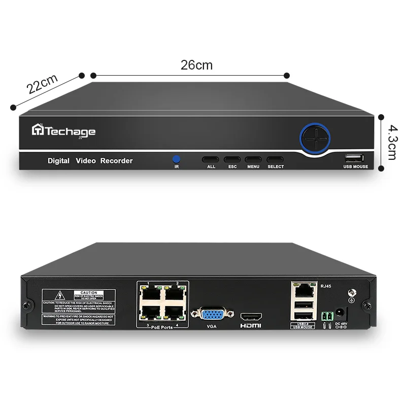 Techage P 4CH 1080 POE CCTV системы NVR комплект ИК Ночное Видение 2MP Крытый открытый