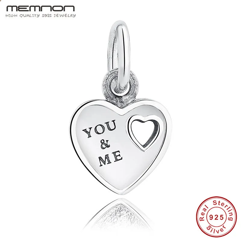 

Memnon Gift You & Me HEART DANGLE Romantic Lovely Warm Gift Charms Fit Original Bracelet 925 Sterling Silver DIY Beads PAS135