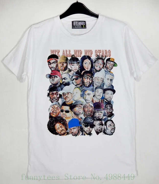 

Mix Best Hip Hop Raper 2pac The Notorious B.i.g. Eazy - E Rip Unisex White T Shirt Adult Tshirt S-2xl