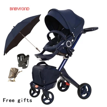 

Free ship! Luxury Baby 2 in 1 Stroller High Landscape Portable Baby Carriages Folding Prams For Newborns Travel System Strollers