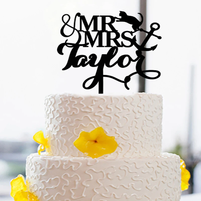 

Creative Mr & Mrs Cake Topper For Wedding Party And Wedding Acrylic Cake Toppers Custom