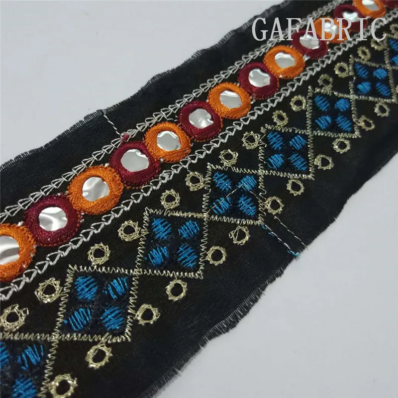 1yard Ethnic Trim Embroidered Webbing DIY Handmade Sewing Net Yarn Ribbons Clothing Decorative Lace Trim