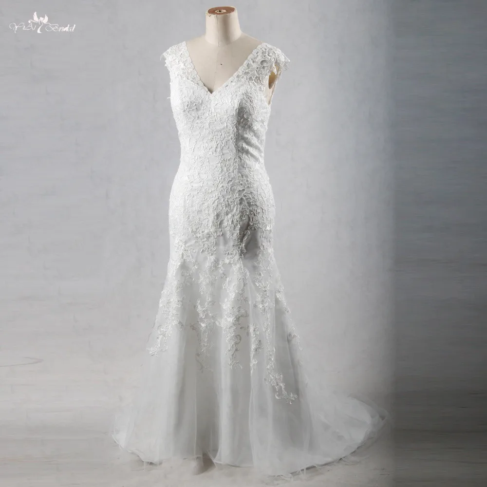 RSW1072 Yiaibridal v-образный вырез Венеция Кружева Аппликации с открытой спиной Дешевые Свадебное платье-Русалка Сделано в Китае