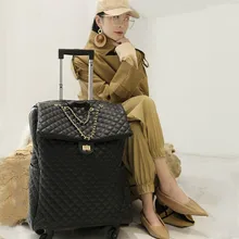 KAWEIDA 18'20 дюймов для женщин вести чемодан Ретро cabin кожаный чемодан дорожная сумка тележка