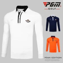 Pgm мужские футболки для гольфа с длинным рукавом и пуговичным воротником, дышащие спортивные топы, спортивные мужские быстросохнущие футболки для гольфа D0356