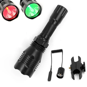 

Red Green Blue White Light Hunting Fishing Light Spotlight 18650 Cree LED Flashlight Torch ON/OFF Mode Mount Remote Control